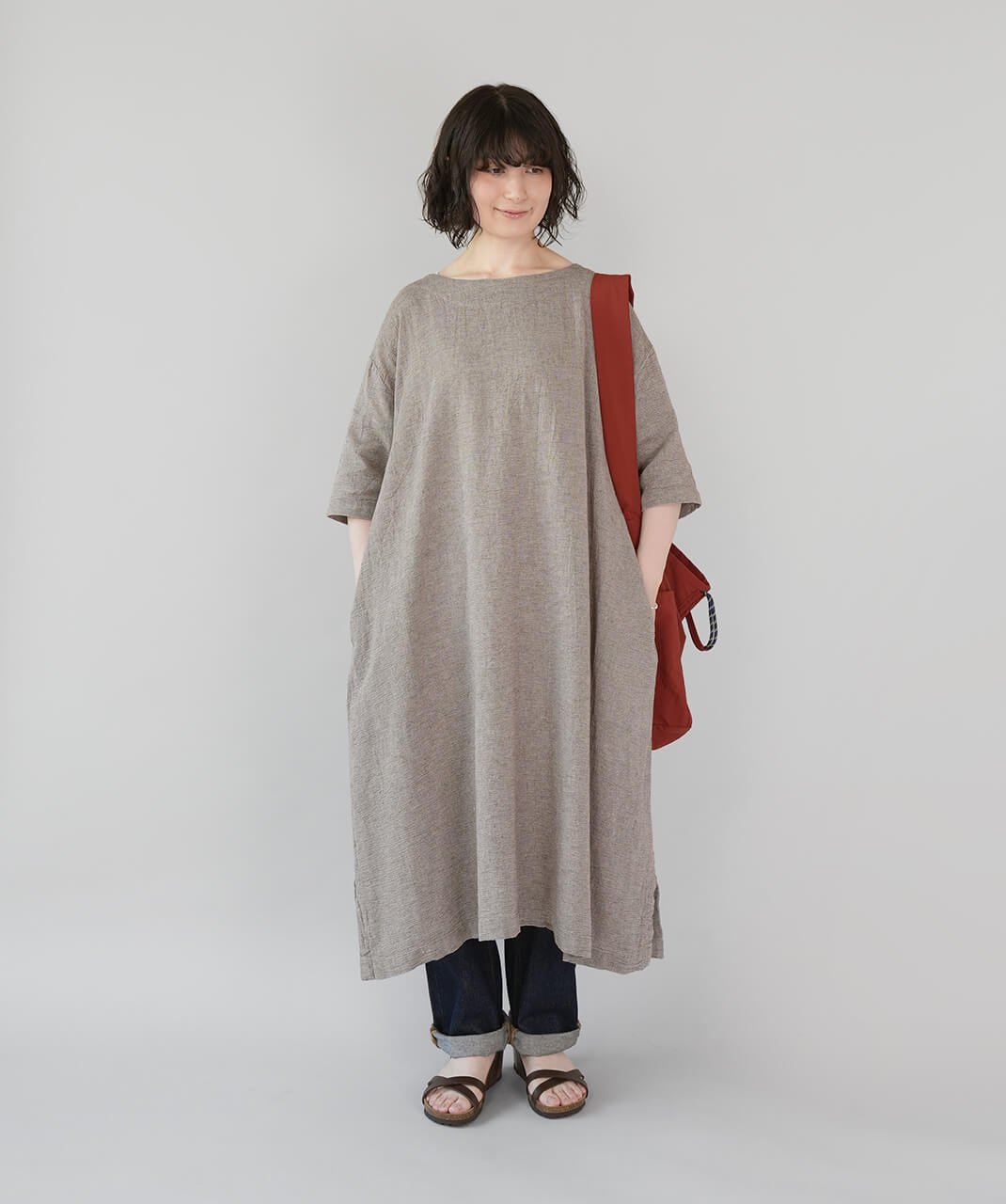 SOコットンリネンのボートネックワンピース | mumokutekiオンラインストア