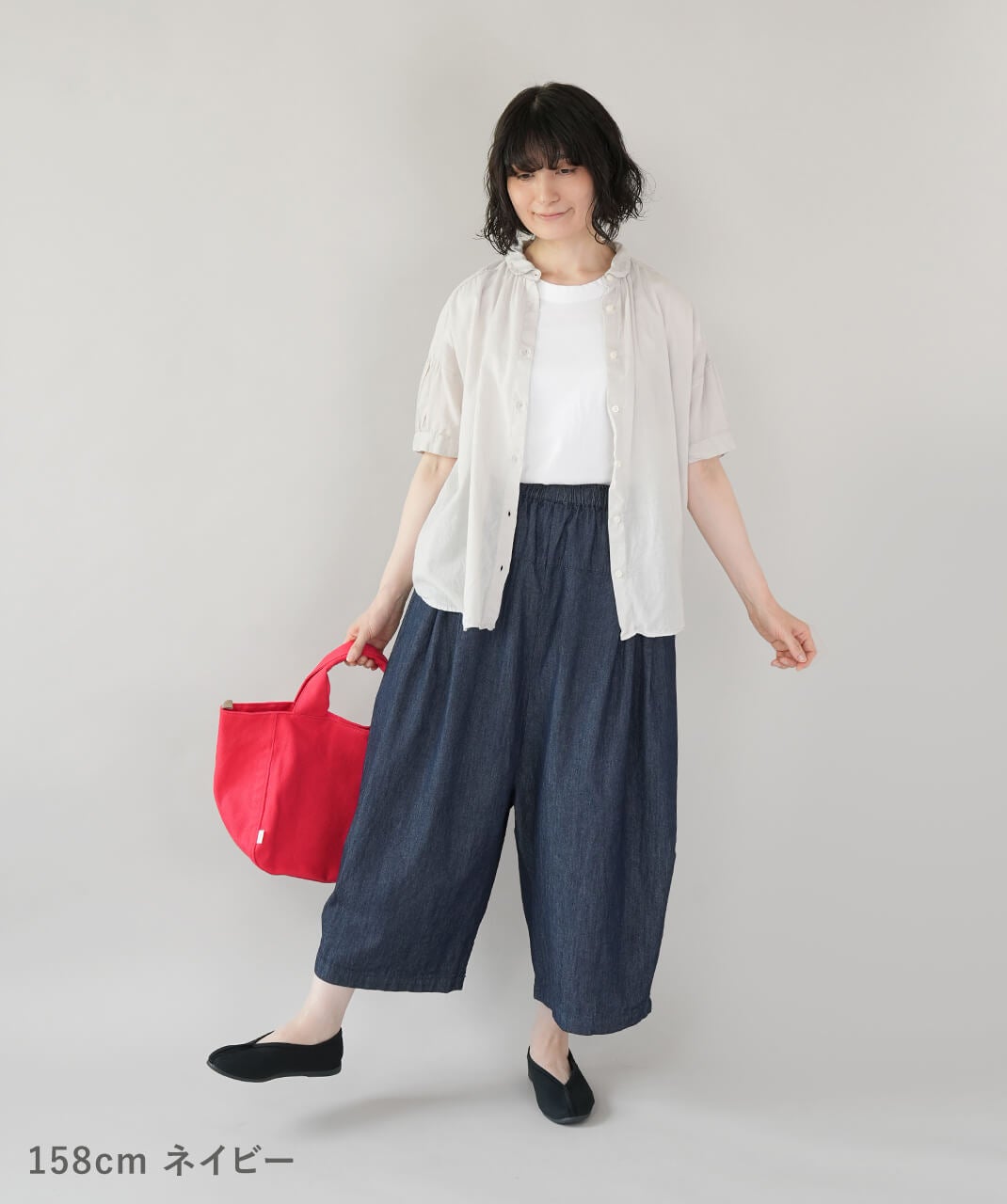 mumokutekiコットンデニムのワイドサルエルパンツ | mumokuteki