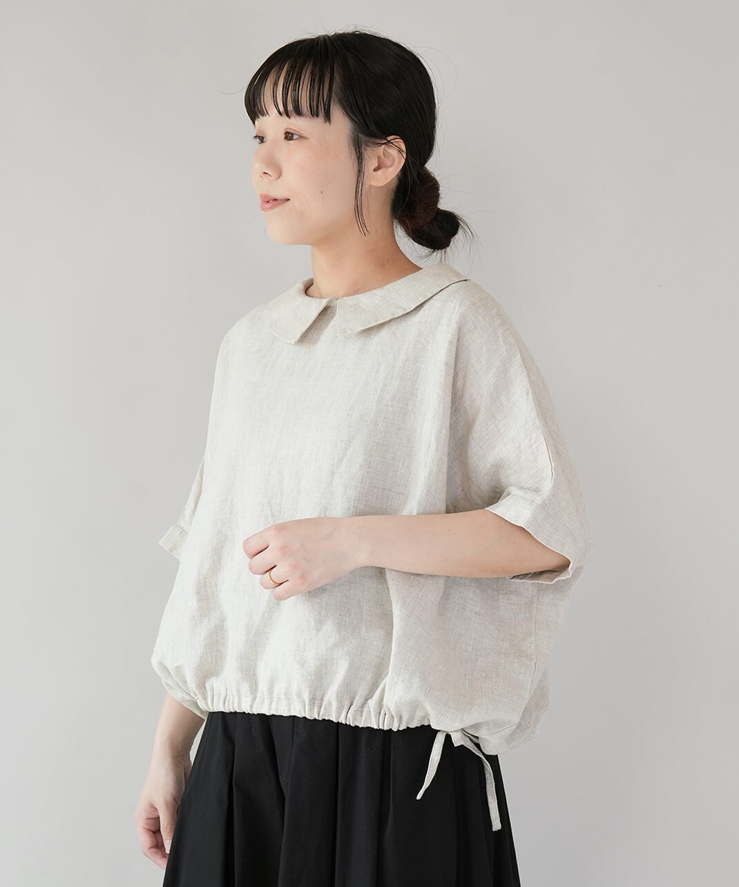 mumokuteki大きな襟のリネンプルオーバー | mumokutekiオンラインストア