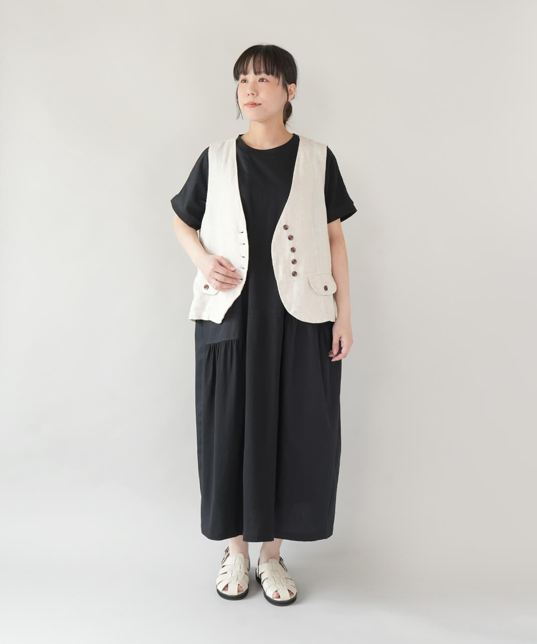 20%off】nachukara異素材切替えのパッチワークワンピース | mumokuteki