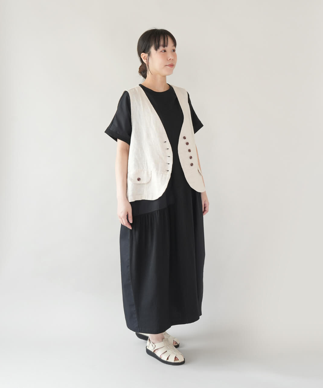 20%off】nachukara異素材切替えのパッチワークワンピース | mumokuteki
