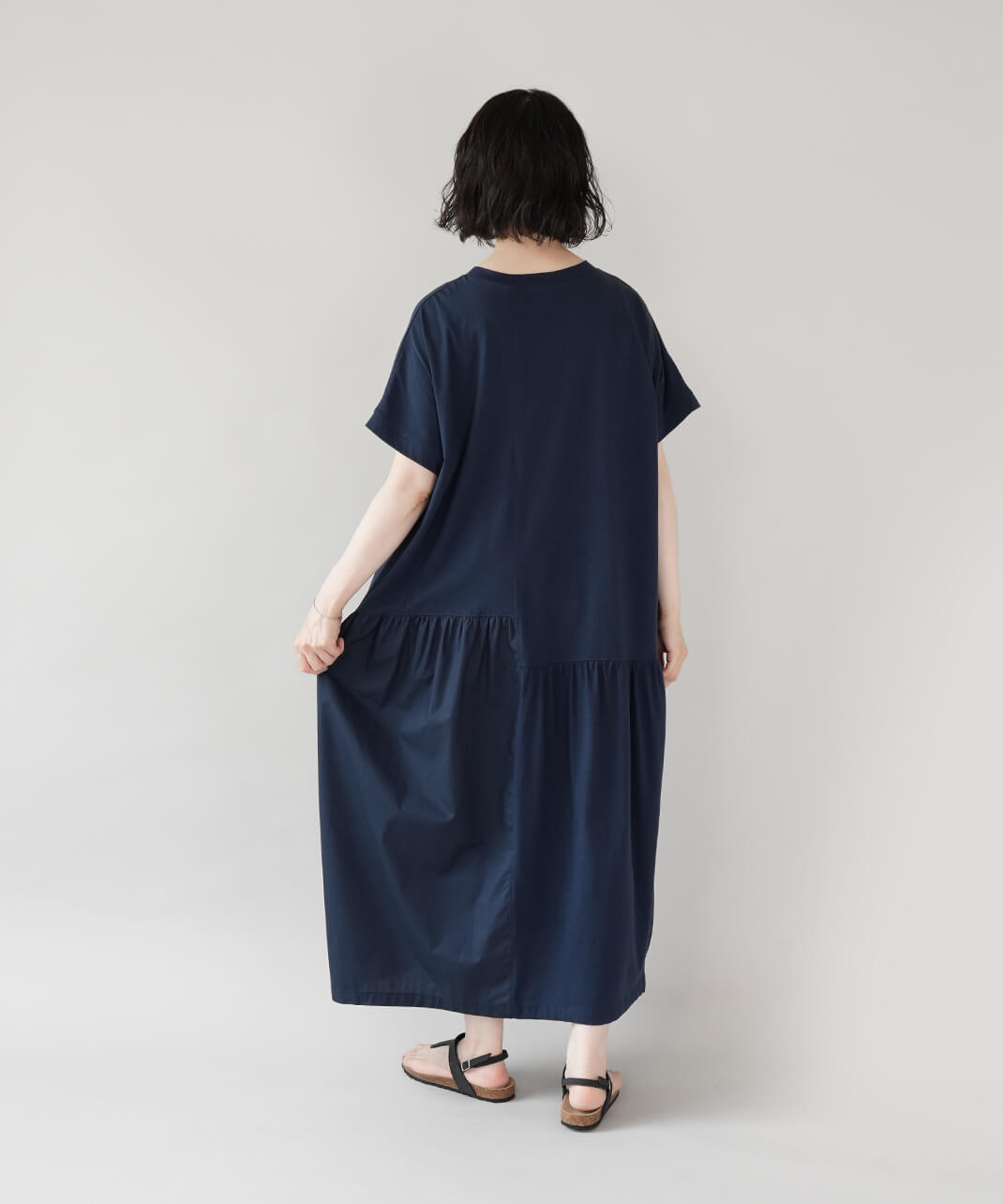 20%off】nachukara異素材切替えのパッチワークワンピース | mumokuteki