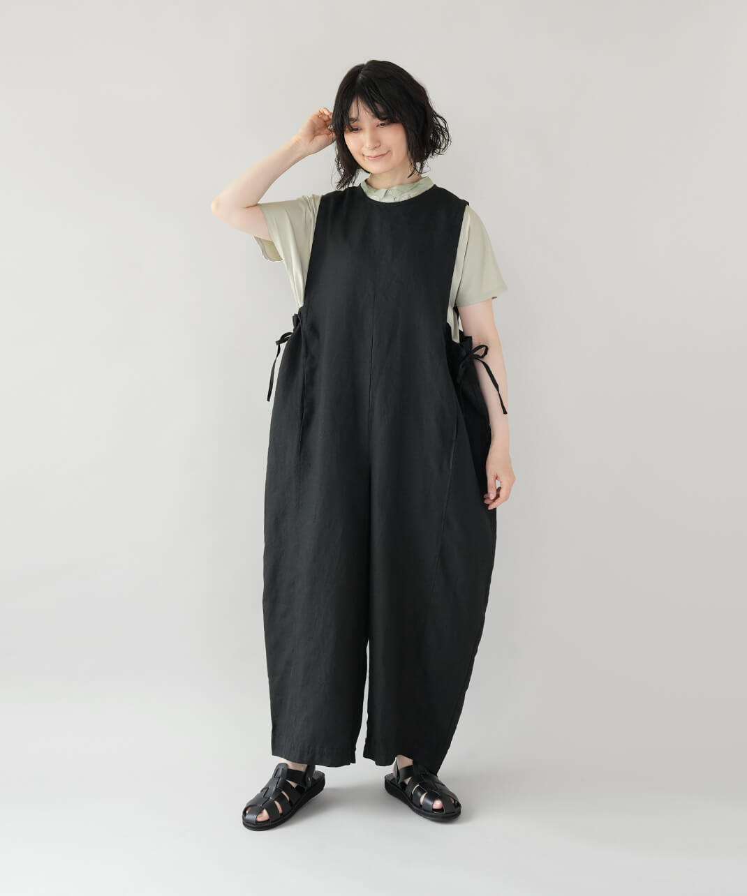 te-toサイドリボンのリネンサロペット | mumokutekiオンラインストア