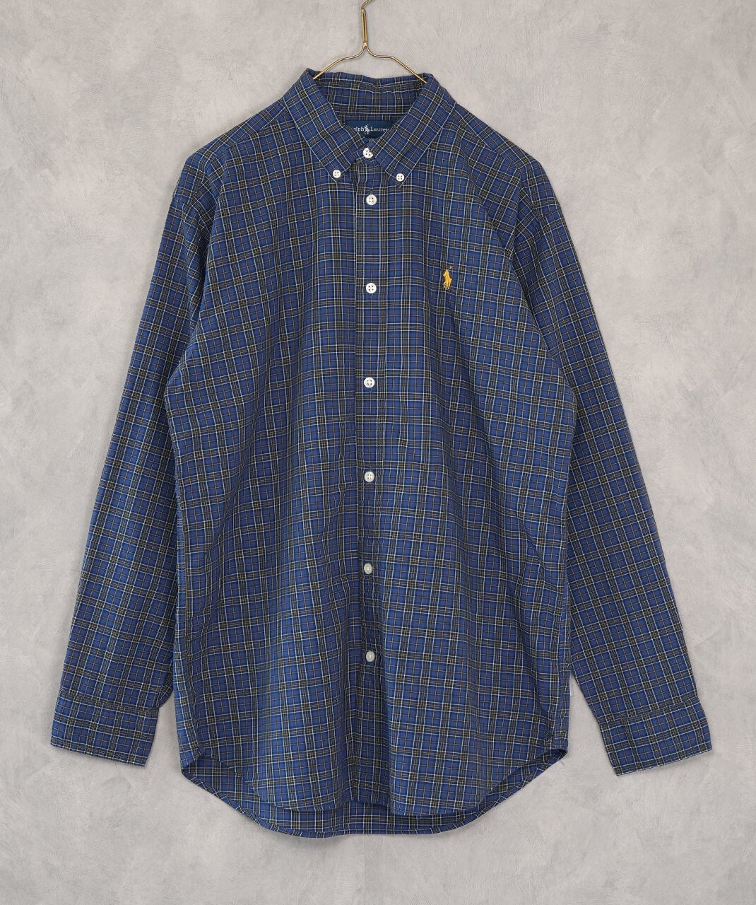 現行【ラルフローレン】チェックシャツ　ゆったり　羽織り　コットン　リネン　紺 RALPH LAUREN古着コットンチェックシャツ 226 | mumokutekiオンライン