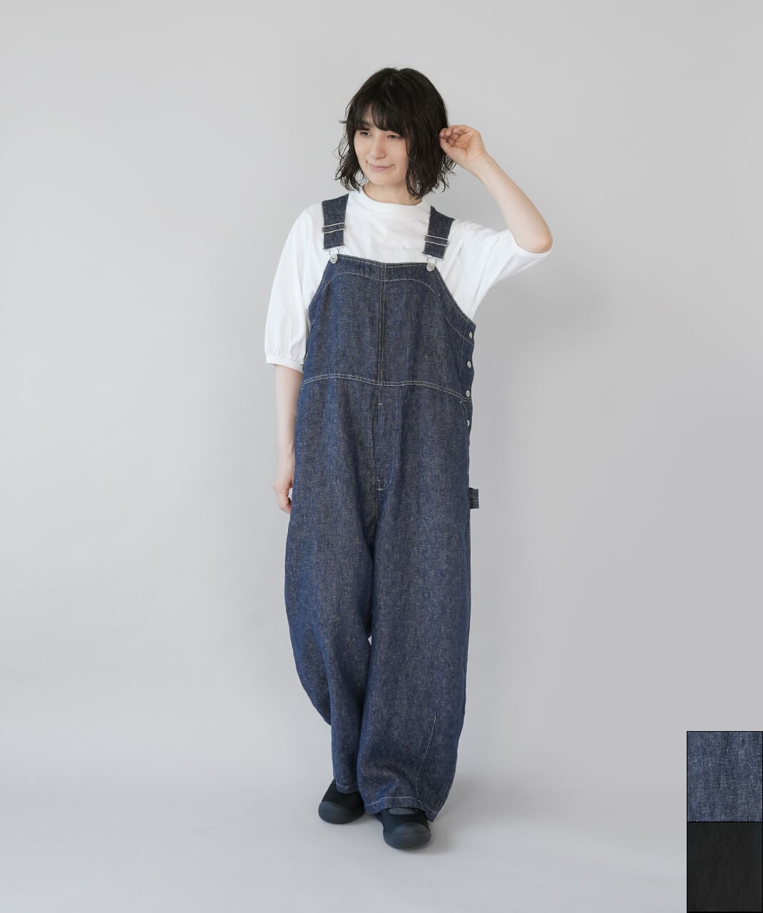 値下げ！soor ploom オーバーオール　デニム UNPLEリネンデニムのゆったりオーバーオール | mumokutekiオンラインストア