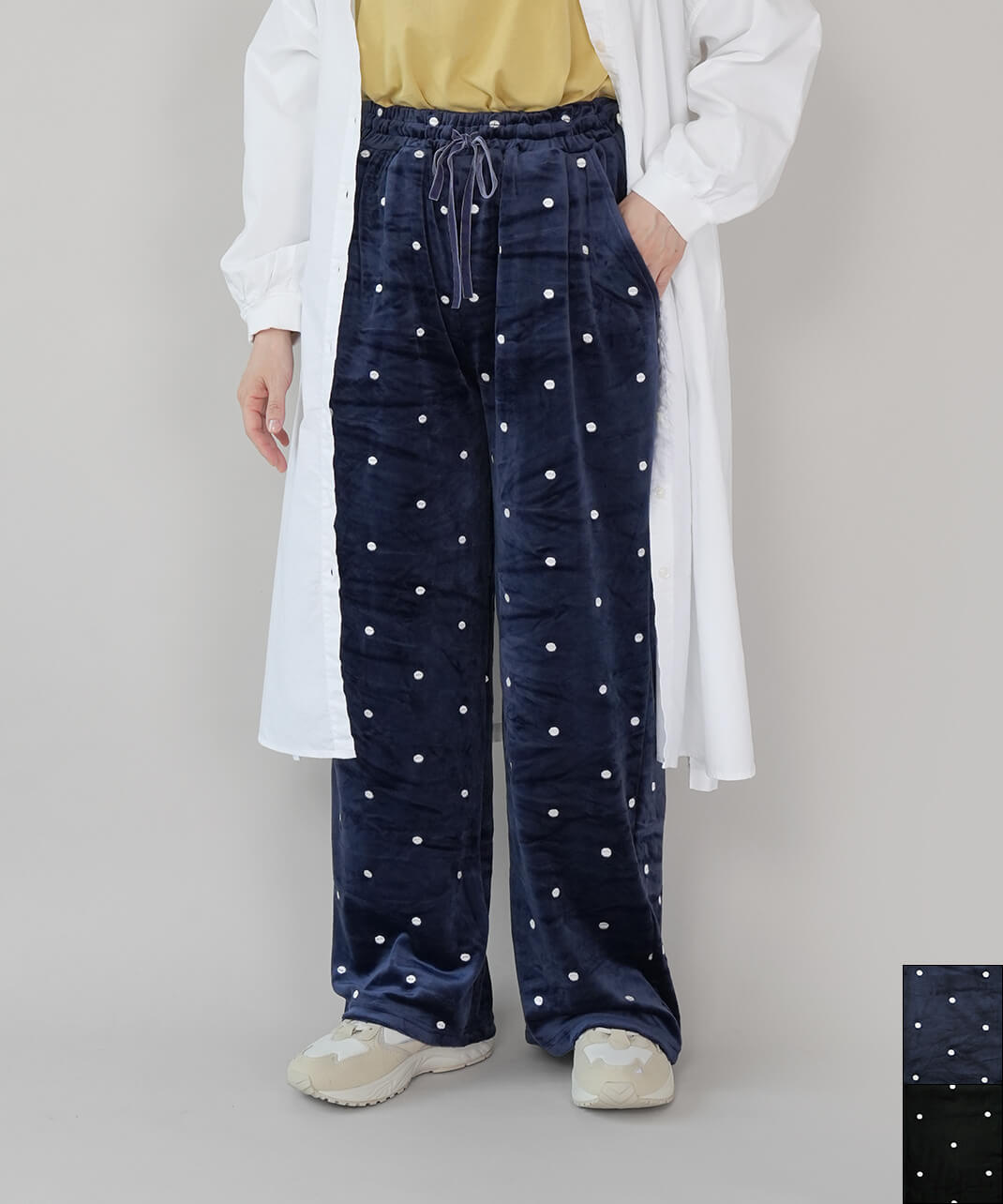AUGドット刺繍のベロアパンツ | mumokutekiオンラインストア