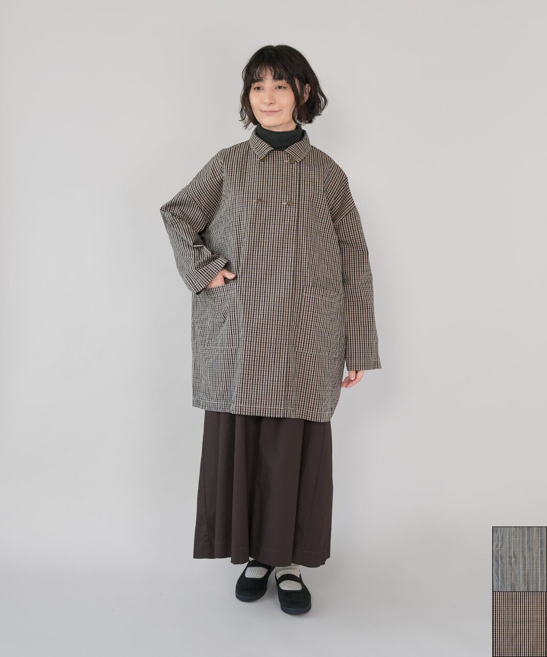 mumokutekiチェック柄のダブルボタンコート | mumokutekiオンラインストア