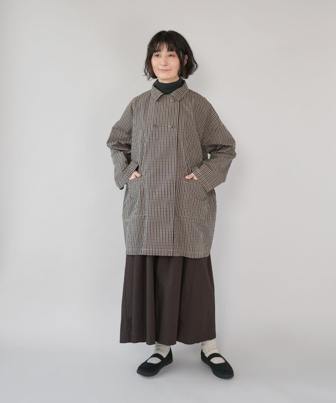 mumokutekiチェック柄のダブルボタンコート | mumokutekiオンラインストア
