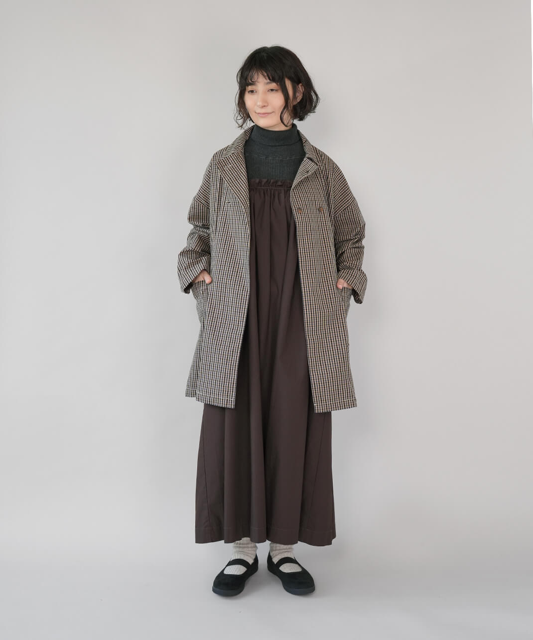 mumokutekiチェック柄のダブルボタンコート | mumokutekiオンラインストア